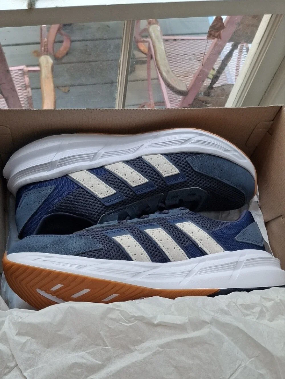 adidas Navy and White Running Sneakers